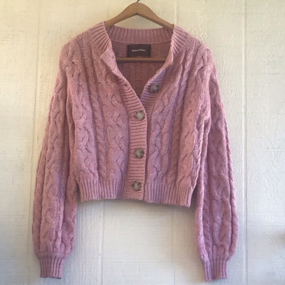 Reformation Annie cable knit cardigan sweater - Picture 4 of 16